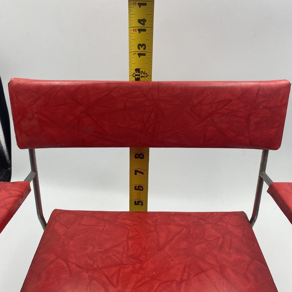 Vintage 1950s Retro Red Vinyl Child's Booster or Doll Chair Metal Frame - Picture 7 of 8